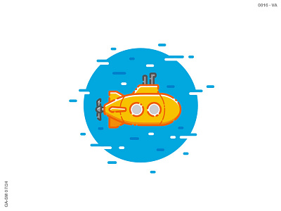 Orange Submarine - Flat Vector Illustration blue cartoon flat illustration ocean orange ship submarine t shirt vector