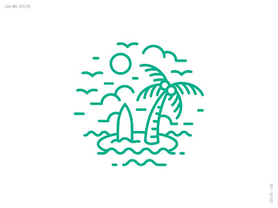 Mini Island - Monoline Illustration beach cartoon flat for sale illustration island monoline ocean t shirt vector