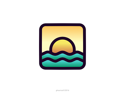 Sunset gradient icon illustration landscape sea society6 sun sunset vector