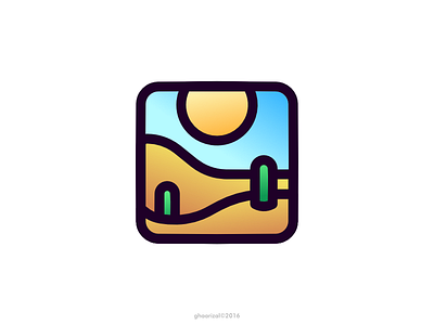 DESERT desert gradient icon illustration landscape sun vector