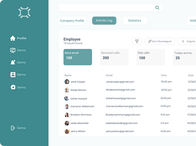 Company Activity dashboard design ui ux web