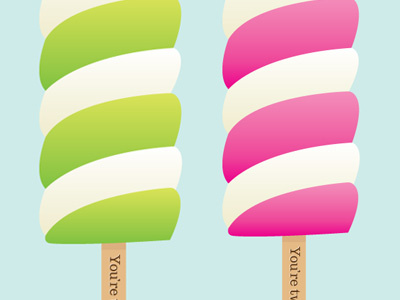 Twistertastic - pink or green? cream creamy ice icecream illustration lolly stick tangle tonguetwister twister
