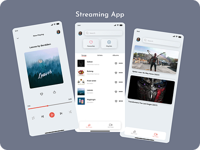 Streaming App app design designer inspiration media mobile mobile app music app sample stream streaming app ui video video player