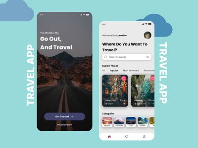 Travel App adventure agency app booking design designer flight inspiration mobile mobile app sample tourism travel agency travel app travel tour traveler ui