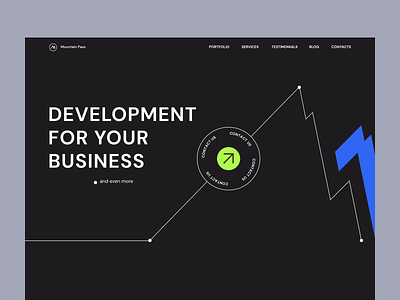 Landing page for development company animation blog button cases contacts cta dark footer form landing lines mentalstack portfolio prototype services straight strict theme ui web