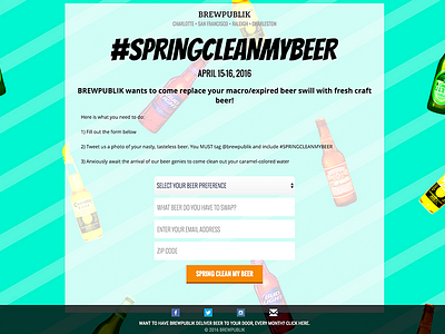 #SPRINGCLEANMYBEER Campaign Design and Landing Page beer landing page marketing signup page website