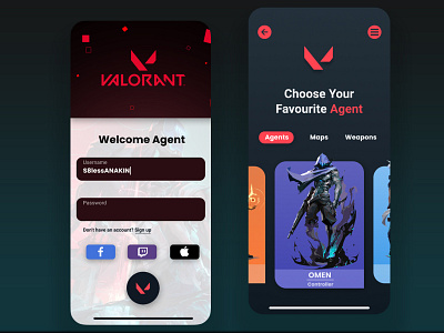 Valorant App app colours dailyui design icon ui valorant
