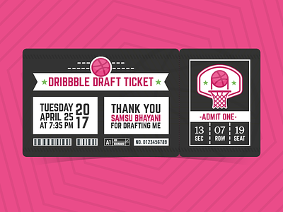 Dribbble Draft Ticket card debut first shot ticket