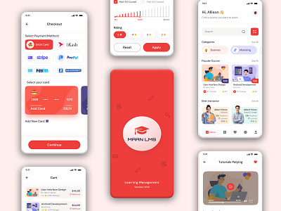 Maan LMS- Student Mobile App Flutter iOS & Android UI Kit android college education figma flutter illustration instructor ios learning management lms maan lms online course online education school trainer tutorial ui university