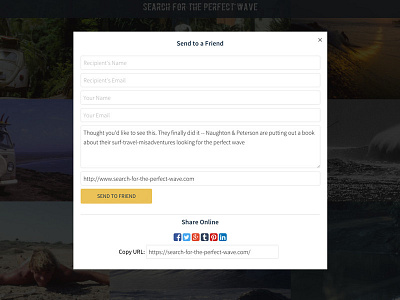 Customized Share/Promote Modal Window form modal share