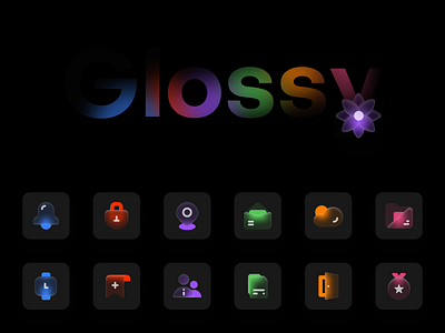 Glossy66 icons blur design e commerce figma finance glass icon design icon set icons illustration interface media trendy ui