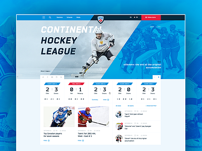 Kontinental Hockey League Redesign Concept clean concept hockey interface site sport ui ux