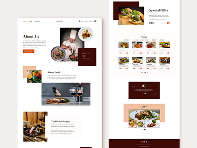 Restaurant concept design food ui ux web