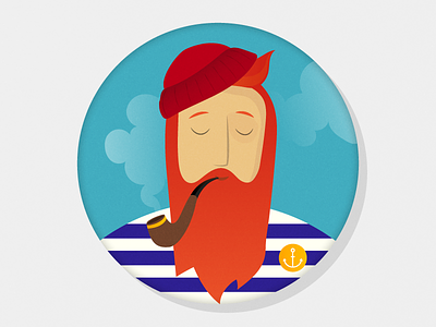 Fisherman anchor badge character design fisherman graphic icon illustration pipe sailor sea vector