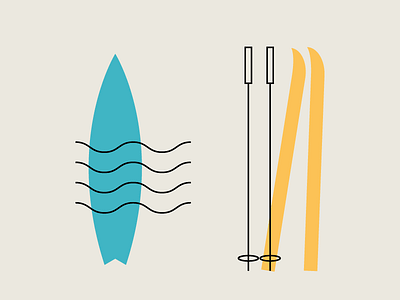 Summer vs. Winter icon illustration ski summer surf winter