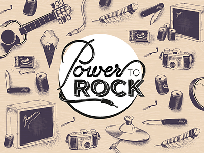 Power to Rock festival illustrations instruments music power