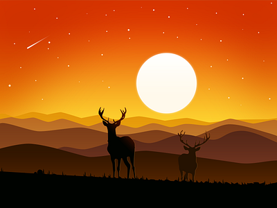The silence of the mountains ai，deer dusk elk mountains ps silent