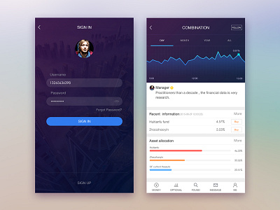 A financial software APP for IOS data login money ps trading ui ux