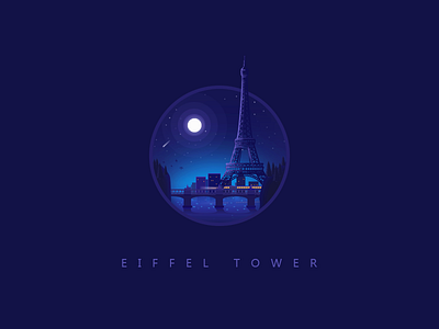 Eiffel Tower city icon illustrator night photoshop sky the world ui