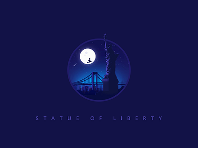 Statue Of Liberty city icon illustrator night photoshop sky statue of liberty the world ui