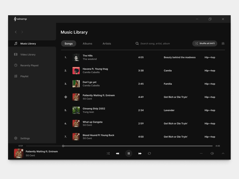 Winamp desktop app redesign by Emmanuel Ifechukwu on Dribbble