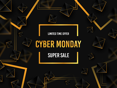 Cyber monday banner in abstract golden style app banner branding cyber monday design discount flyer golden style graphic design icon illustration landing page logo sale ui ux vector web