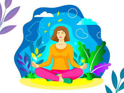 Flat design. Meditation. Yoga. Relaxation. 3d animation app branding design flat design flat people flat woman graphic design hand drawing icon illustration logo meditation motion graphics relaxation ui ux vector yoga