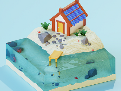 Beach House 3d design graphic design illustration