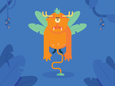Flying Forest Troll flat illustration troll vector