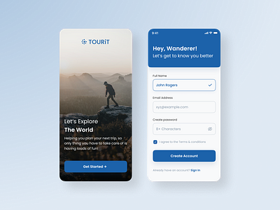 Onboarding of Travel App- TOURiT