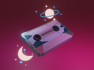 Sci-fi Cassette 3d blender design illustration