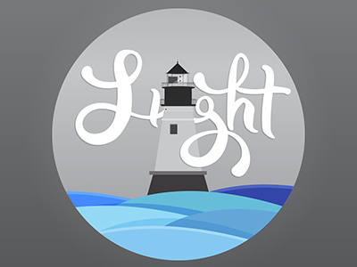 Lighthouse calligraphy flat gray grey handlettering icon inspiration lighthouse script sea vector waves