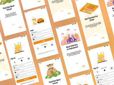 Food app - Login, Sign Up and Moodboard food app foodmarket illustrations login moodboard sign up ui ux