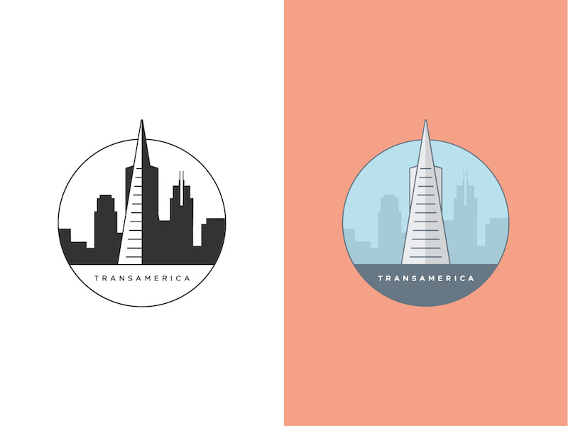 Transamerica drawing illustration landmark ca sf california san francisco skyscraper tower transamerica