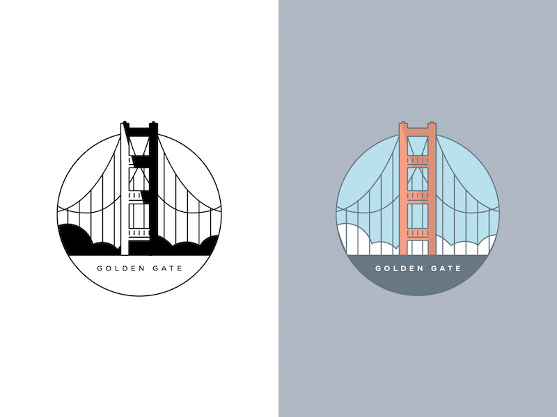 Golden Gate Bridge drawing illustration landmarks ca sf california san francisco bridge golden gate