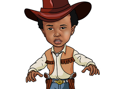 Cowboy avatar caricature cartoon freestyle illustration