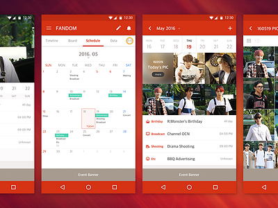 Schedule + photo android app fandom pic red schedule ui ux