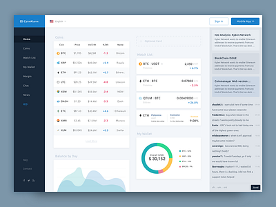 Coin Alarm - Web bitcoin blockchain coin coinalarm crypto dashboard home sketch ui web