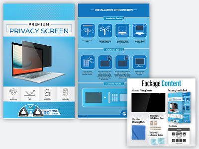 Package (Privacy screen) design electronics illustration instruction package photo manipulating photoshop print printing vector