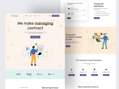 Contractbook website redesign concept. clean creative design home page illustration landing page minimal portfolio saas saas landing page saas wbsite sanjid service ui uiux ux web web design web page website