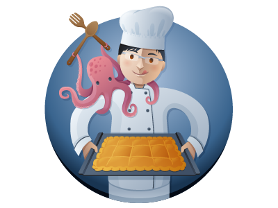From sketch to illustration - Final cooker illustration illustrator octopus pie process vector