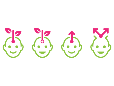 Weird logo green icon logo pink smilie vector