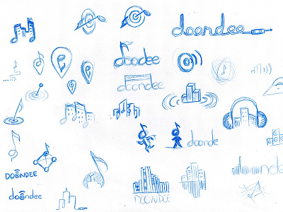 Rough logo Sketches blue pen identity logo music sketch