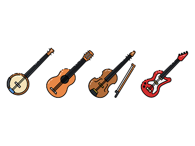 String Instrument Icon banjo design electric guitar guitar icon illustration instrument music vector violin