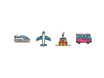 Transportation Icon airplane bus icon shinkansen ship train transportation travel