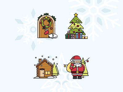 Christmas Icon adobe illustrator cat christmas christmas tree door gift icon lodge mistletoe outline outlines santa santaclaus sock