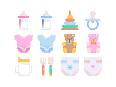 Baby Shower Icon baby baby shower boy diaper girl icon illustration pacifier teddy bear toy