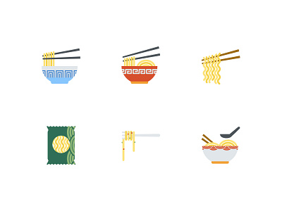 Noodle Icon bowl china chopstick design flat icon instant noodle japan noodle ramen swirl udon