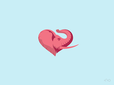 Elephlove animal creative design elephant heart logo love vector
