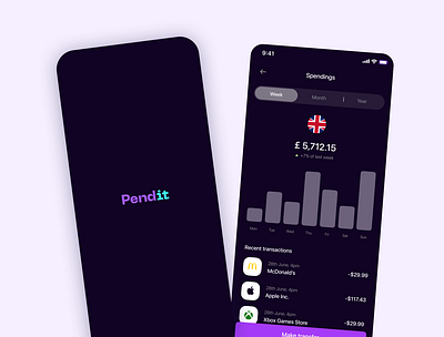 Pendit app in dark mode blender dark mode design figma ui design